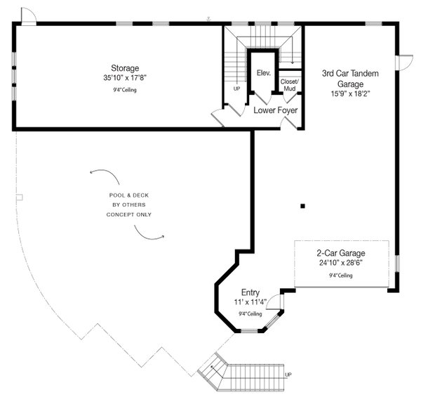 Craftsman Floor Plan - Lower Floor Plan #938-157