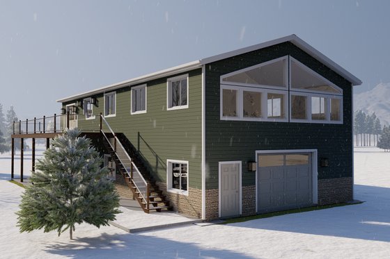 Exterior - Rear Elevation for Barndominium House Plan #1060-95 - 2 bed, 2 bath