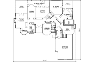 Floor Plan - Main Floor for Bungalow House Plan #320-339 - 4 bed, 4 bath