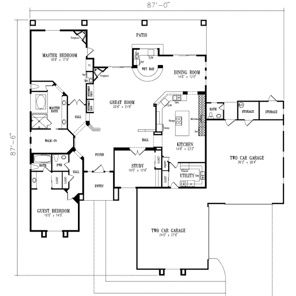 Adobe / Southwestern Style House Plan - 3 Beds 3 Baths 3102 Sq/Ft Plan ...