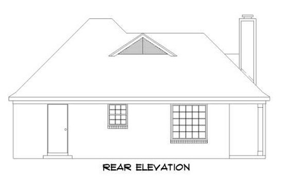 Exterior - Rear Elevation for Traditional House Plan #424-244 - 3 bed, 2 bath