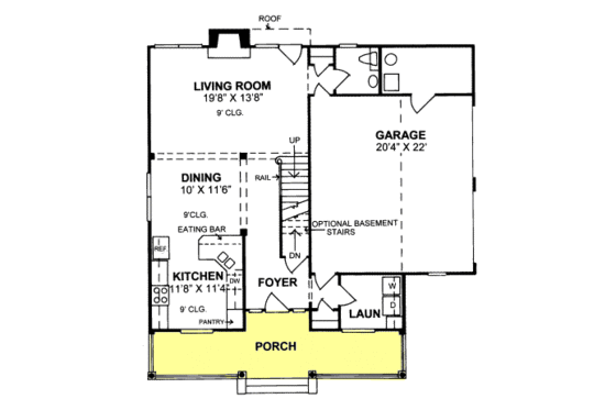 Floor Plan - Main Floor for Traditional House Plan #20-316 - 3 bed, 2.5 bath