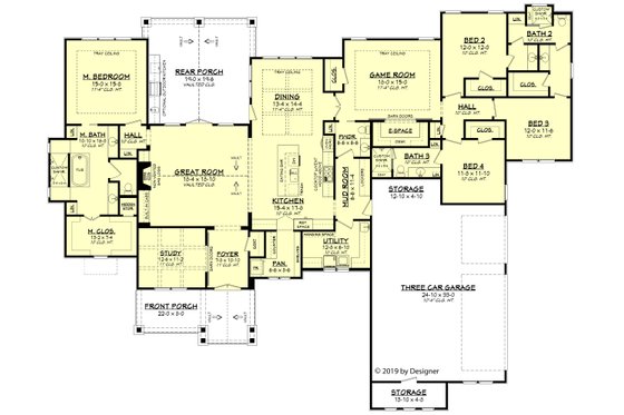 Floor Plan - Main Floor for Ranch House Plan #430-190 - 4 bed, 3.5 bath