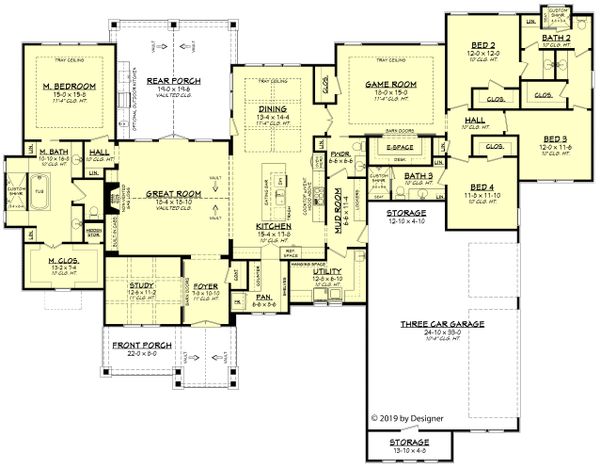 Ranch Style House Plan - 4 Beds 3.5 Baths 3366 Sq/Ft Plan ...