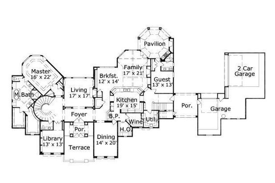 Floor Plan - Main Floor for European House Plan #411-563 - 5 bed, 5.5 bath