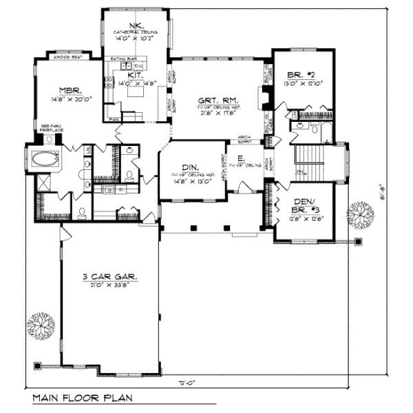 Home Plan - Traditional Floor Plan - Main Floor Plan #70-435