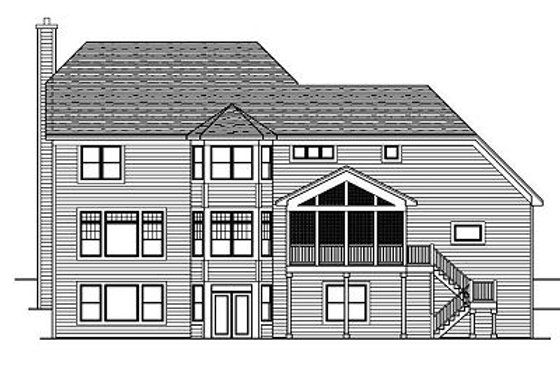 Exterior - Rear Elevation for European House Plan #51-309 - 4 bed, 2.5 bath