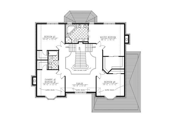 Floor Plan - Upper Floor for European House Plan #138-333 - 4 bed, 2.5 bath