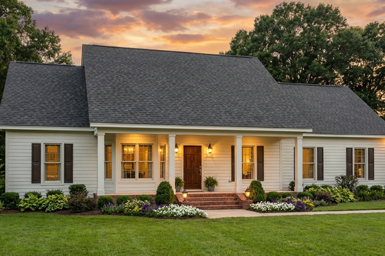 Exterior - Front Elevation for Country House Plan #406-122 - 3 bed, 2 bath