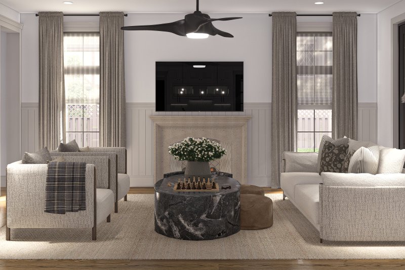 House Blueprint - Interior - Family Room 2 for Colonial House Plan #455-467 - 3 bed, 3.5 bath