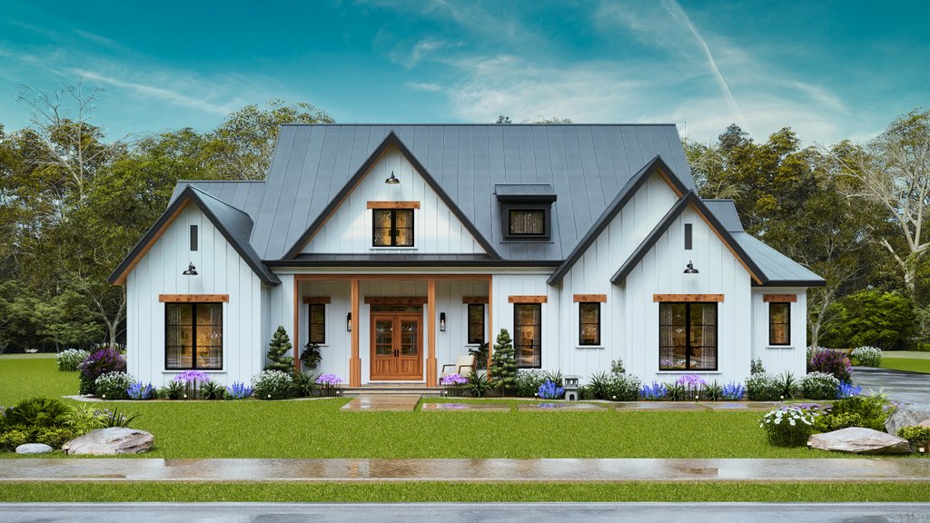Exterior - Front Elevation 2 for Farmhouse House Plan #119-473 - 3 bed, 3.5 bath