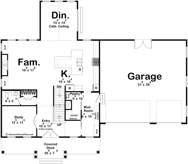 Colonial Floor Plan - Main Floor Plan #455-332