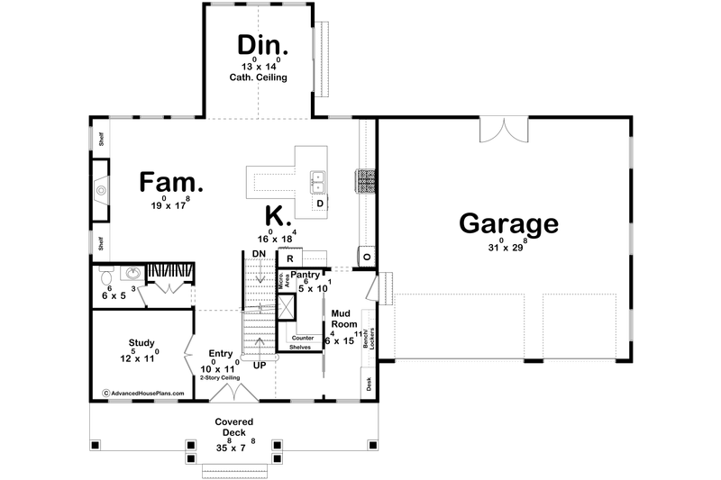 House Design - Floor Plan - Main Floor for Colonial House Plan #455-332 - 4 bed, 3.5 bath