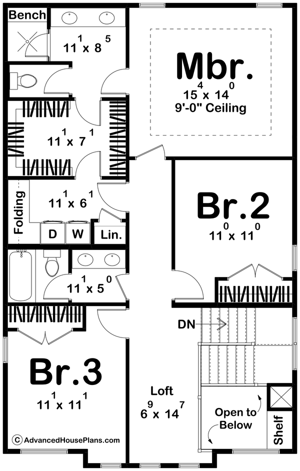 Architectural House Design - Modern Floor Plan - Upper Floor Plan #455-585