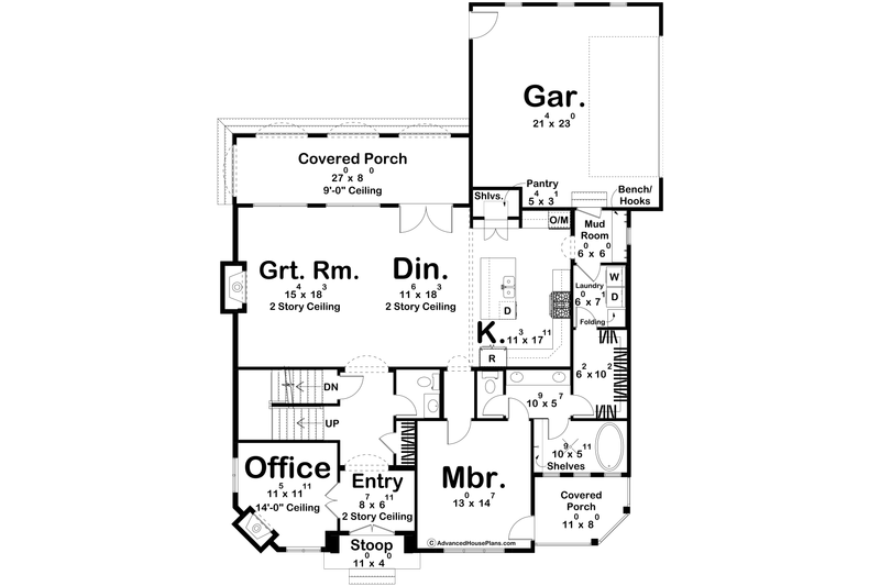 Architectural House Design - Floor Plan - Main Floor for Victorian House Plan #455-497 - 4 bed, 2.5 bath