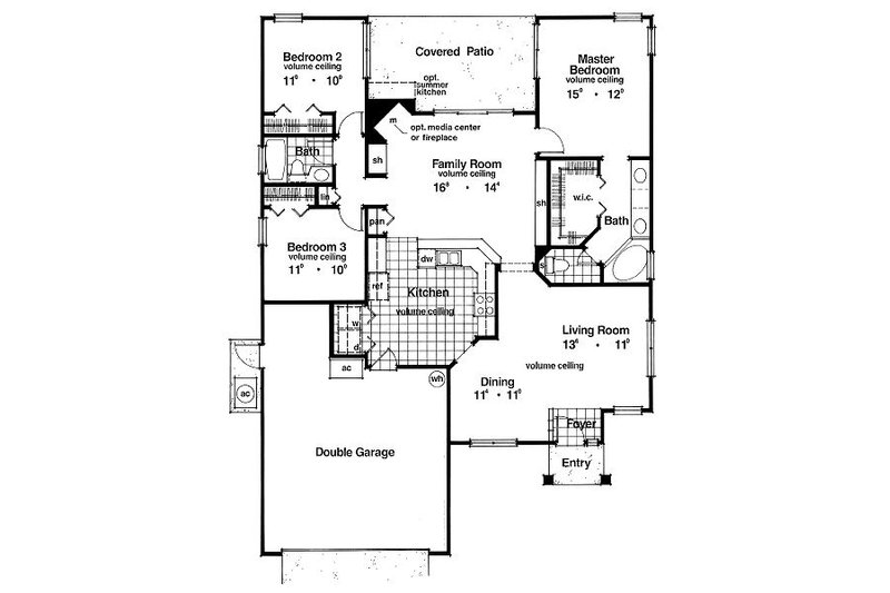 Mediterranean Style House Plan - 3 Beds 2 Baths 1550 Sq/Ft Plan #417 ...