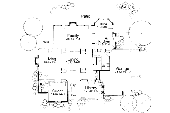 Floor Plan - Main Floor for Traditional House Plan #120-101 - 5 bed, 5 bath