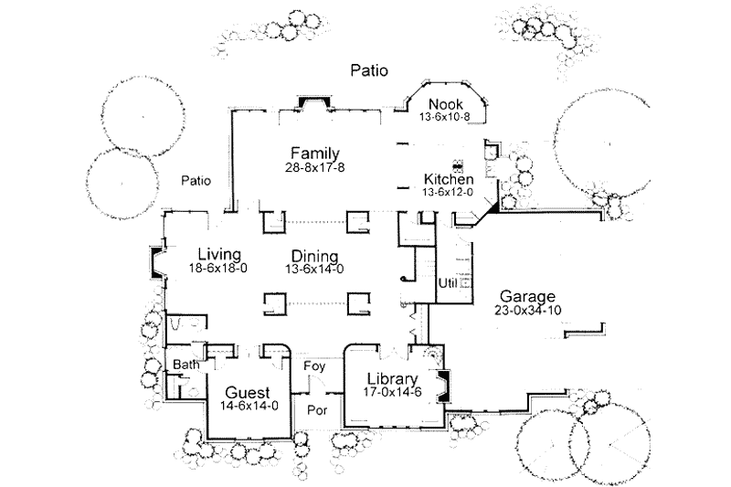 Architectural House Design - Floor Plan - Main Floor for Traditional House Plan #120-101 - 5 bed, 5 bath