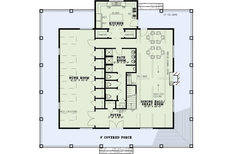 House Plan Design - Floor Plan - Main Floor for Country House Plan #17-653 - 10 bed, 3 bath