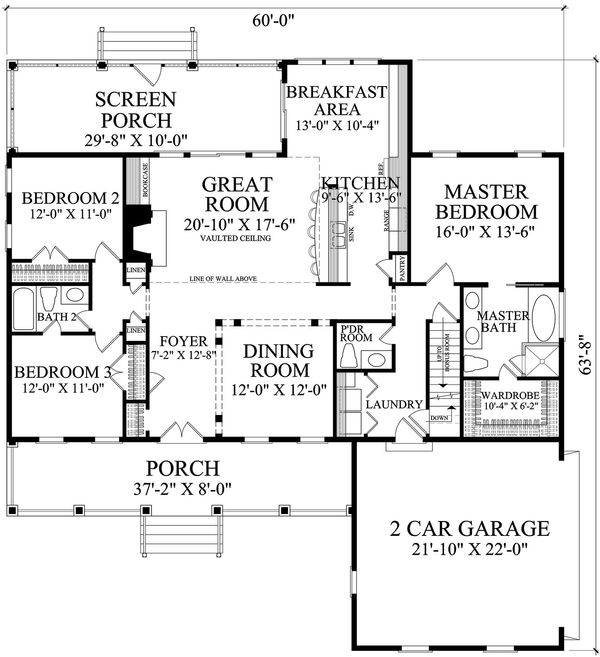 Country Floor Plan - Main Floor Plan #137-374