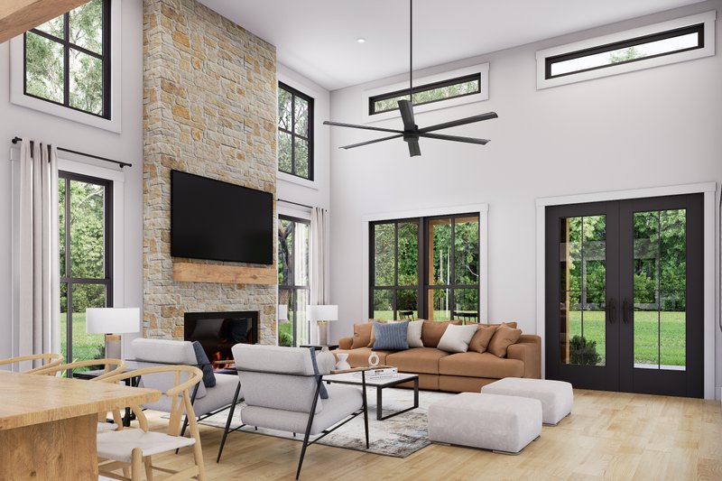 Dream House Plan - Interior - Family Room for Barndominium House Plan #430-386 - 3 bed, 2 bath