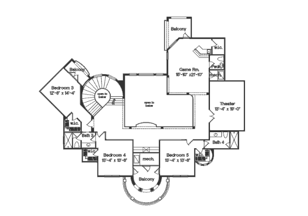 Mediterranean Floor Plan - Upper Floor Plan #135-202