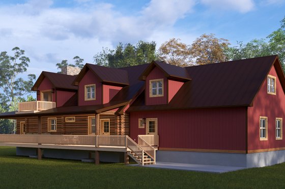 Exterior - Front Elevation 4 for Log House Plan #1060-306 - 4 bed, 4 bath