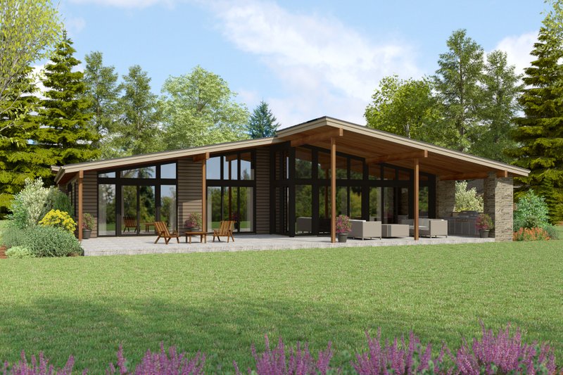 Architectural House Design - Exterior - Rear Elevation for Contemporary House Plan #48-1196 - 3 bed, 3.5 bath