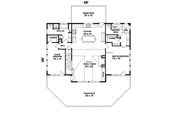 Floor Plan - Main Floor for Modern House Plan #81-746 - 2 bed, 2 bath