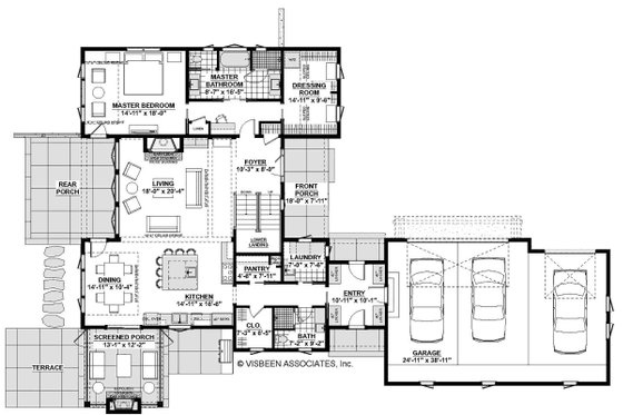 Floor Plan - Main Floor for Farmhouse House Plan #928-328 - 4 bed, 4 bath