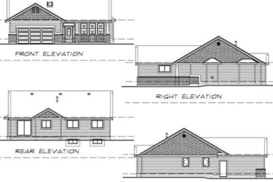 Exterior - Rear Elevation for Bungalow House Plan #47-377 - 3 bed, 2 bath