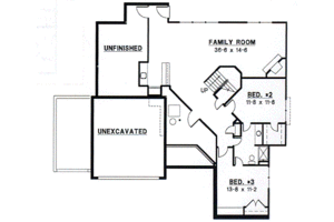 Floor Plan - Lower Floor for European House Plan #67-361 - 4 bed, 3 bath