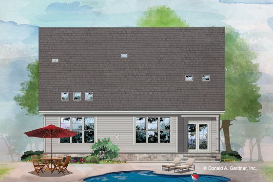 Exterior - Rear Elevation for Cottage House Plan #929-1083 - 3 bed, 2 bath