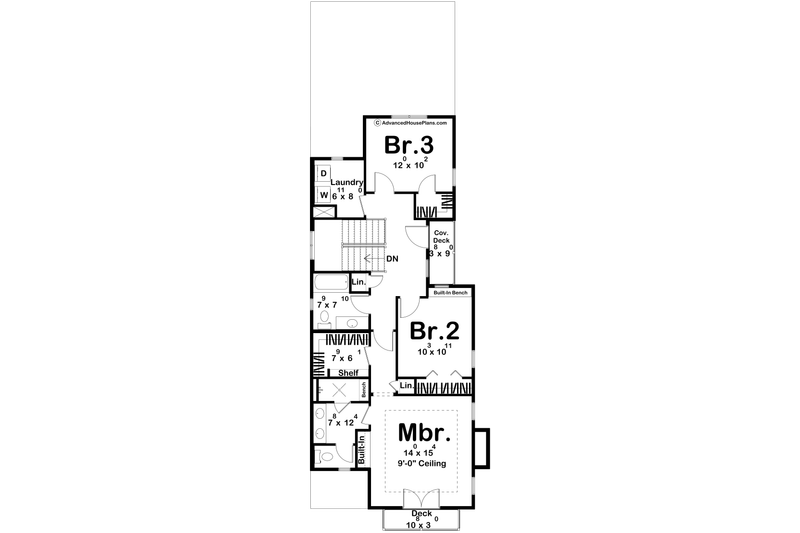 Home Plan - Floor Plan - Upper Floor for Craftsman House Plan #455-400 - 3 bed, 2.5 bath
