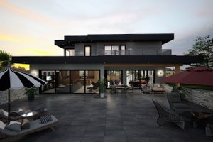 Exterior - Rear Elevation for Modern House Plan #1101-12 - 3 bed, 3.5 bath