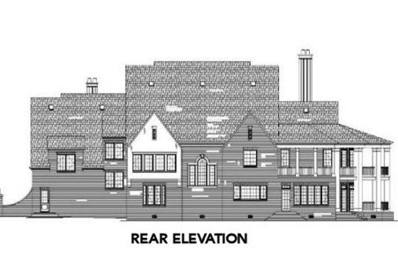 Exterior - Rear Elevation for European House Plan #119-168 - 4 bed, 5.5 bath