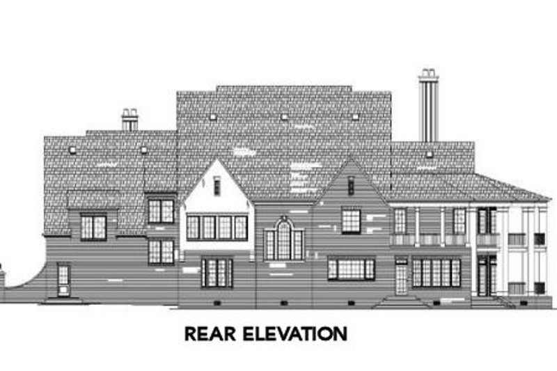 House Blueprint - Exterior - Rear Elevation for European House Plan #119-168 - 4 bed, 5.5 bath