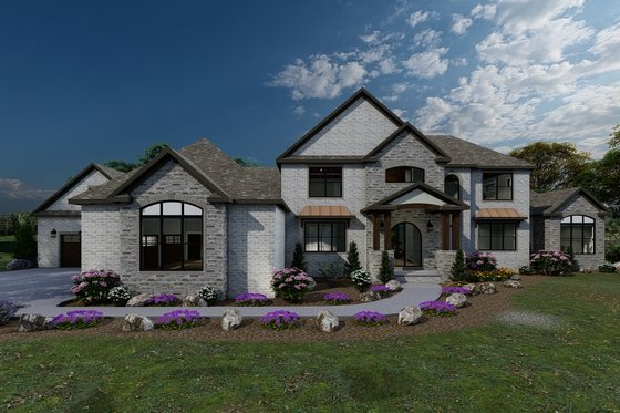 Exterior - Front Elevation 4 for European House Plan #1089-11 - 4 bed, 3.5 bath