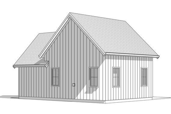 Exterior - Rear Elevation 1 for Farmhouse House Plan #1114-107, 1 bath