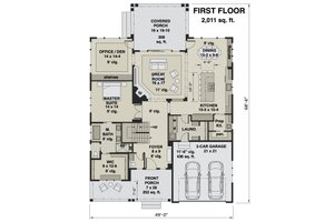 Floor Plan - Main Floor for Farmhouse House Plan #51-1168 - 4 bed, 3.5 bath