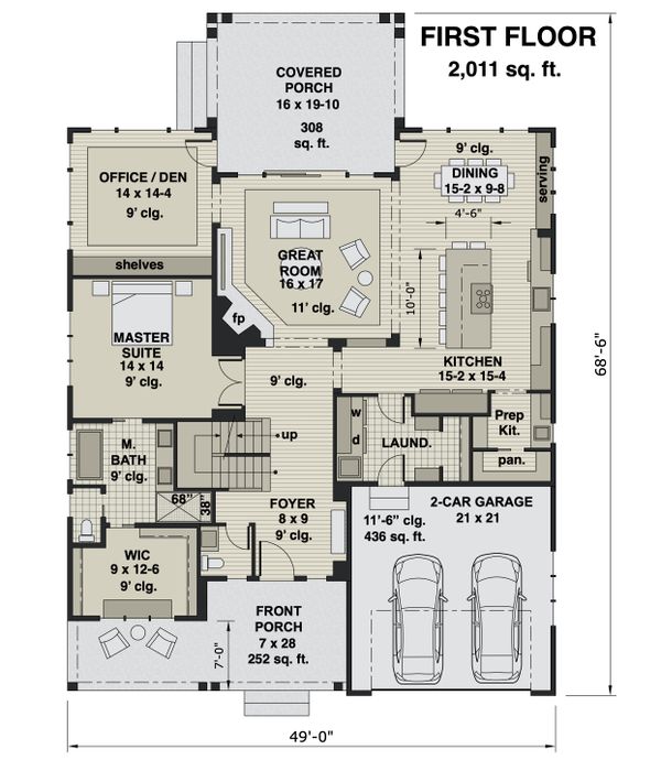 Farmhouse Floor Plan - Main Floor Plan #51-1168