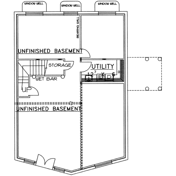 Home Plan - Floor Plan - Lower Floor for Cabin House Plan #117-311 - 3 bed, 2 bath