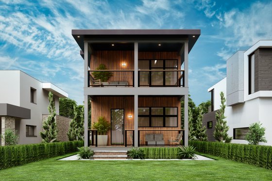 Exterior - Rear Elevation for Contemporary House Plan #54-675 - 3 bed, 2 bath