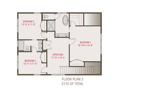 Floor Plan - Upper Floor for Craftsman House Plan #461-68 - 3 bed, 2.5 bath