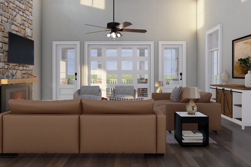 House Plan Design - Interior - Family Room for Farmhouse House Plan #923-373 - 3 bed, 3.5 bath