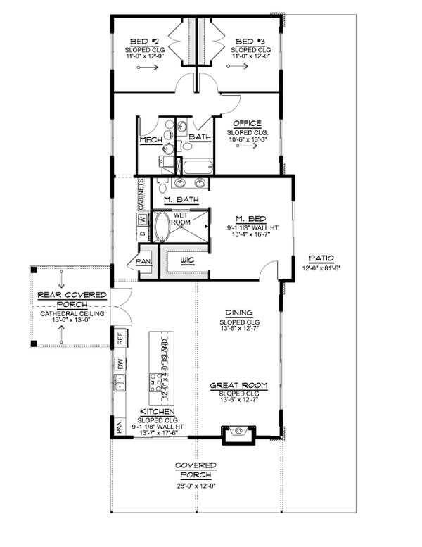 Home Plan - Floor Plan - Main Floor for Modern House Plan #1064-498 - 3 bed, 2 bath