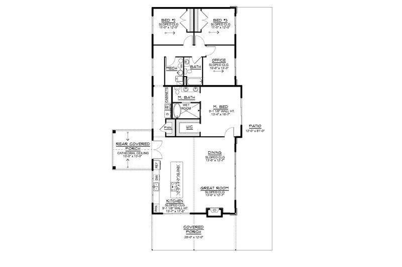 Home Plan - Floor Plan - Main Floor for Modern House Plan #1064-498 - 3 bed, 2 bath