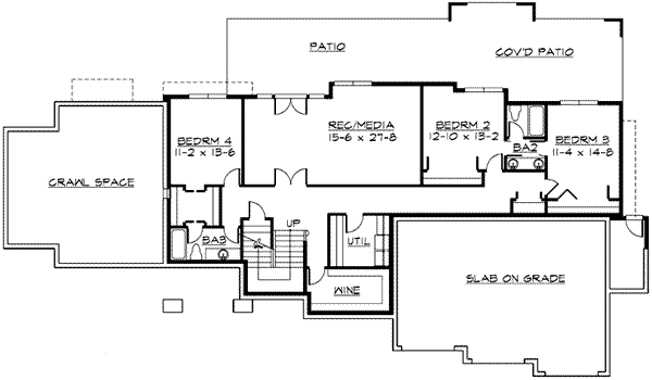 Architectural House Design - Traditional Floor Plan - Lower Floor Plan #132-103