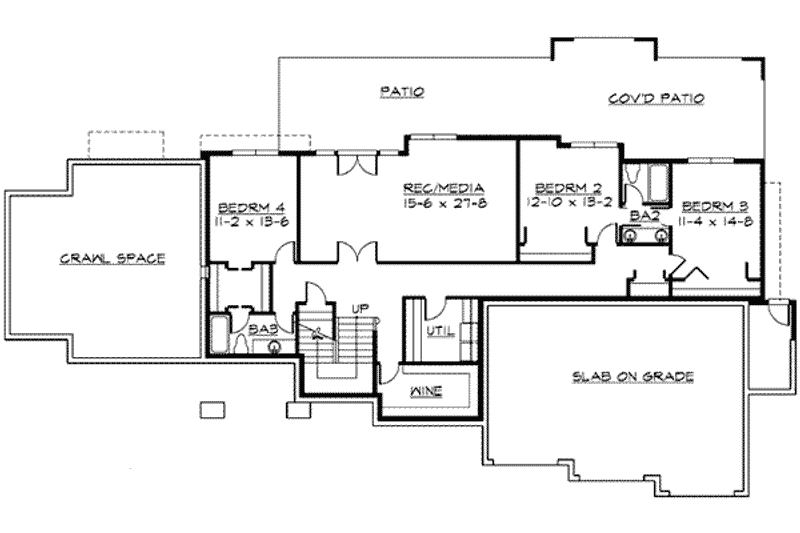 House Blueprint - Floor Plan - Lower Floor for Traditional House Plan #132-103 - 4 bed, 3.5 bath