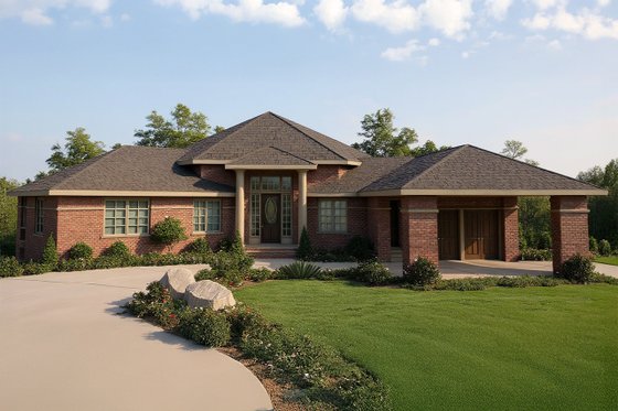 Exterior - Front Elevation 3 for Contemporary House Plan #124-850 - 5 bed, 3.5 bath